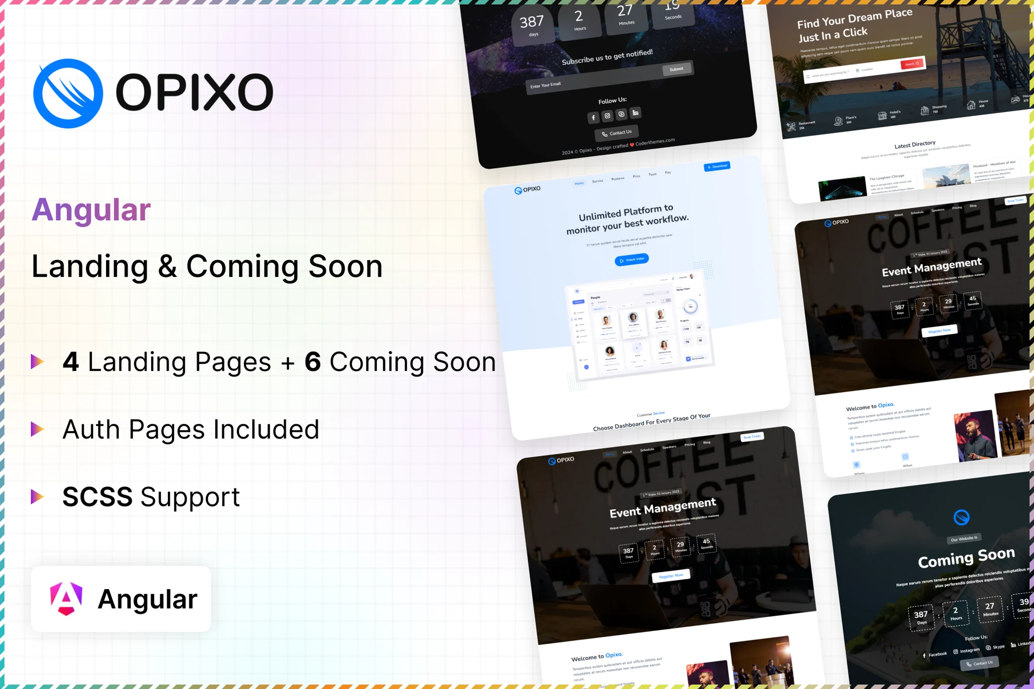 Opixo – Angular Landing & Coming Soon 模板