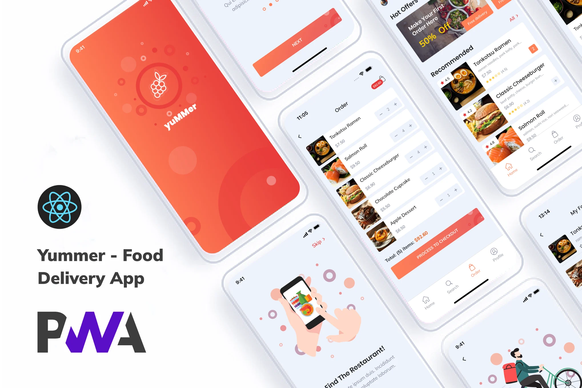 Yummer – 食品配送应用程序 (React + PWA + CMS)