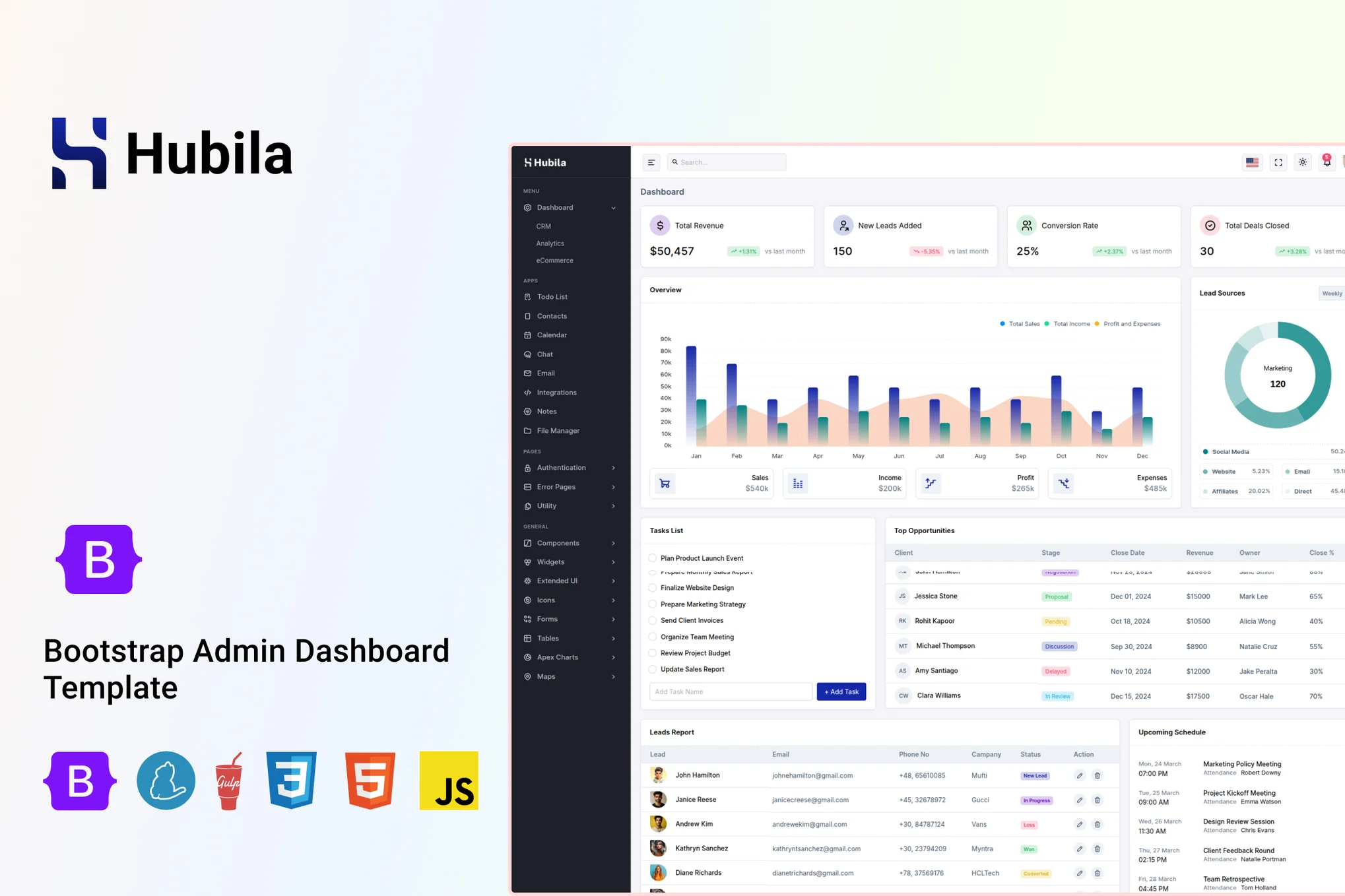Hubila – Bootstrap 管理和仪表板 UI 套件