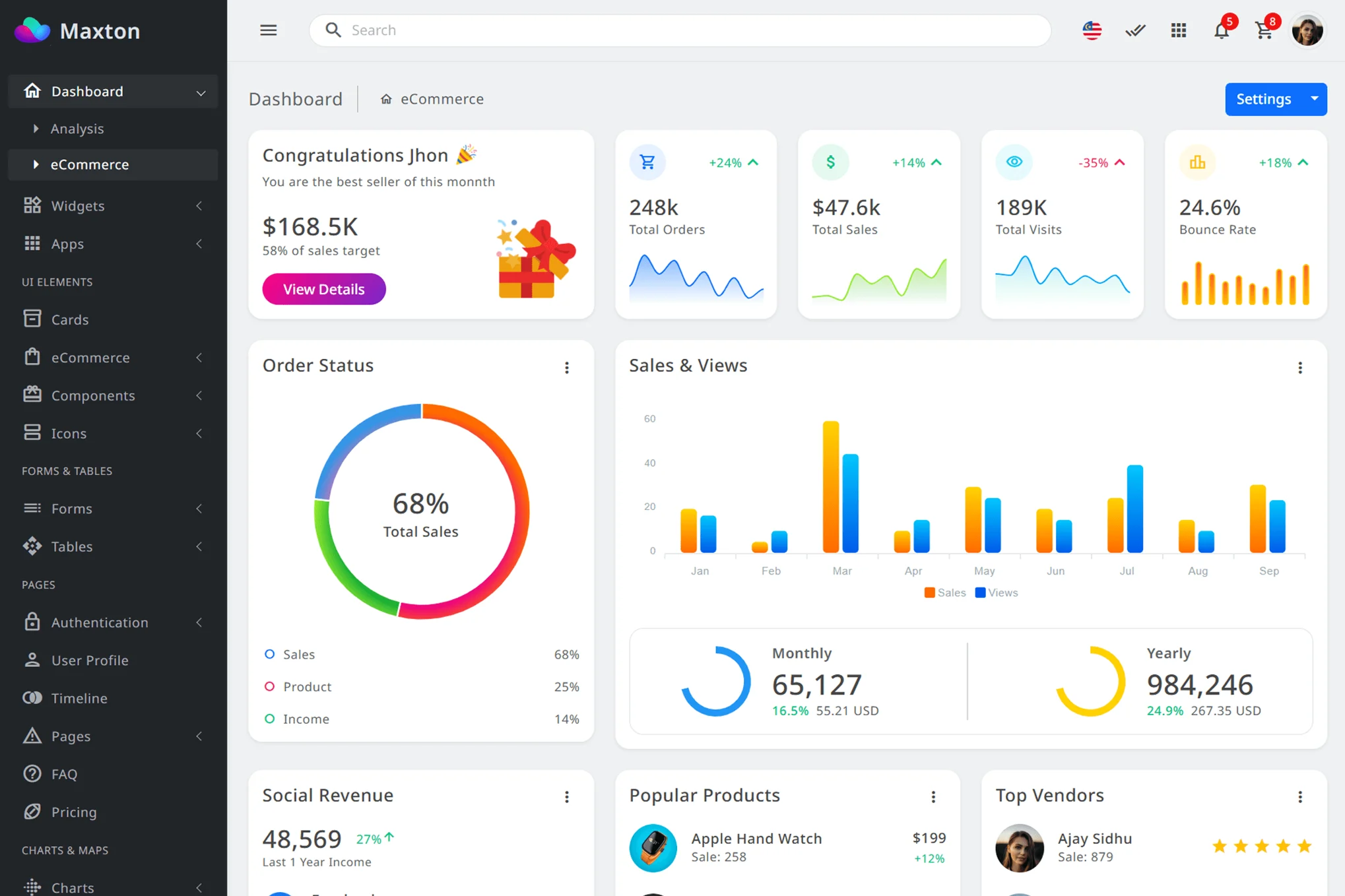Maxton – Django Bootstrap 5 管理仪表板模板