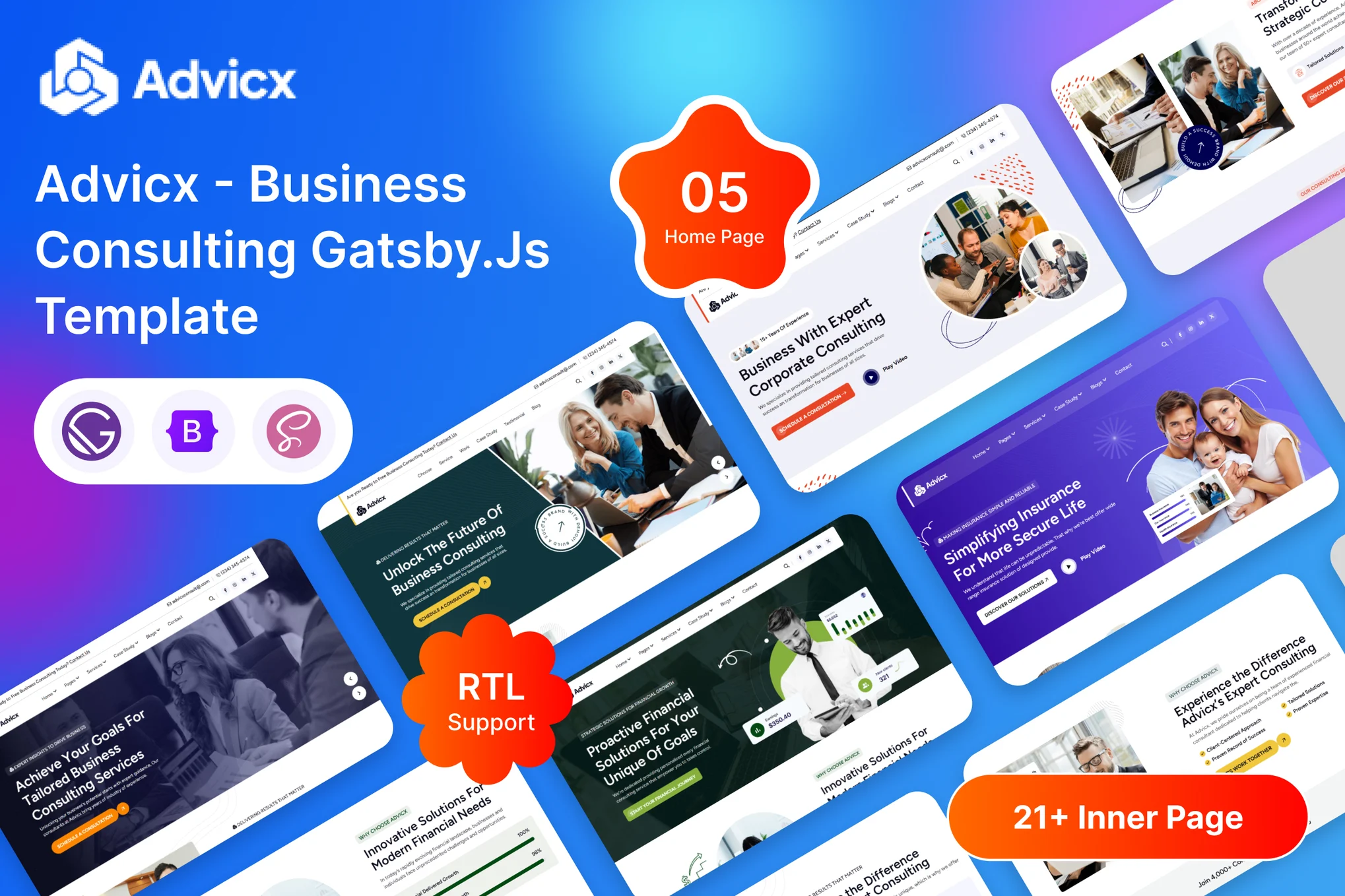 Advicx – Gatsby.Js 商业咨询模板