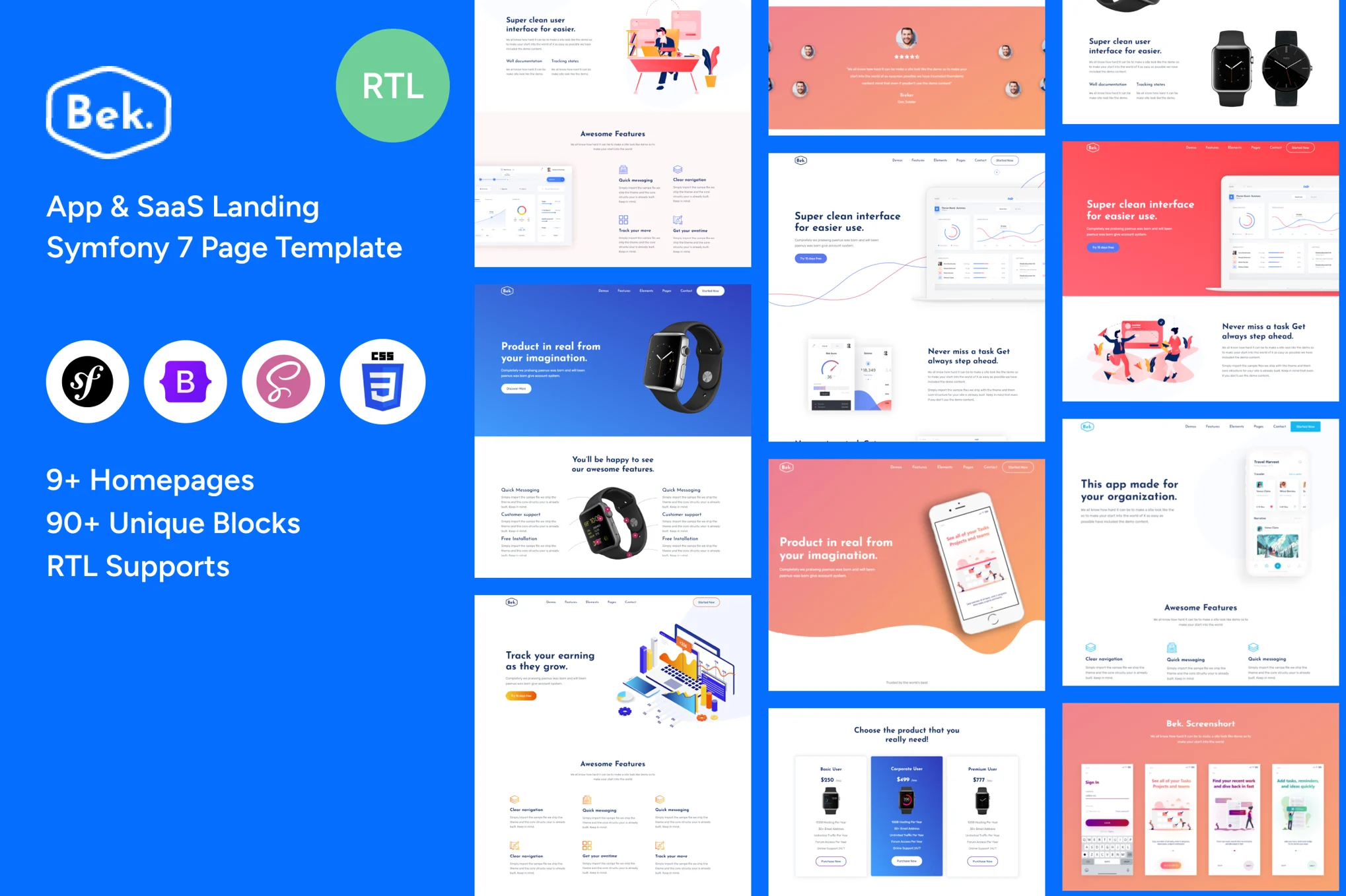 Bek – Saas 和软件 Symfony 7 模板