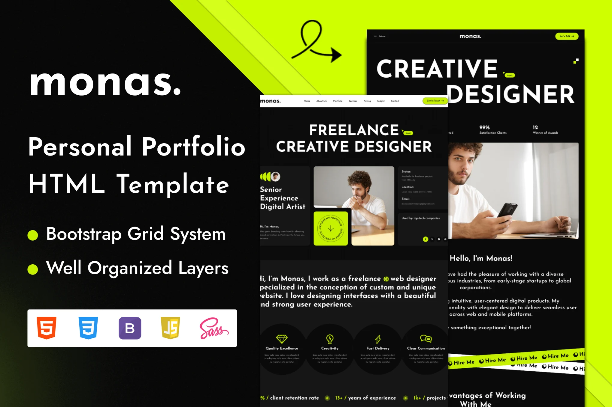 Monas – 个人作品集 Html 模板