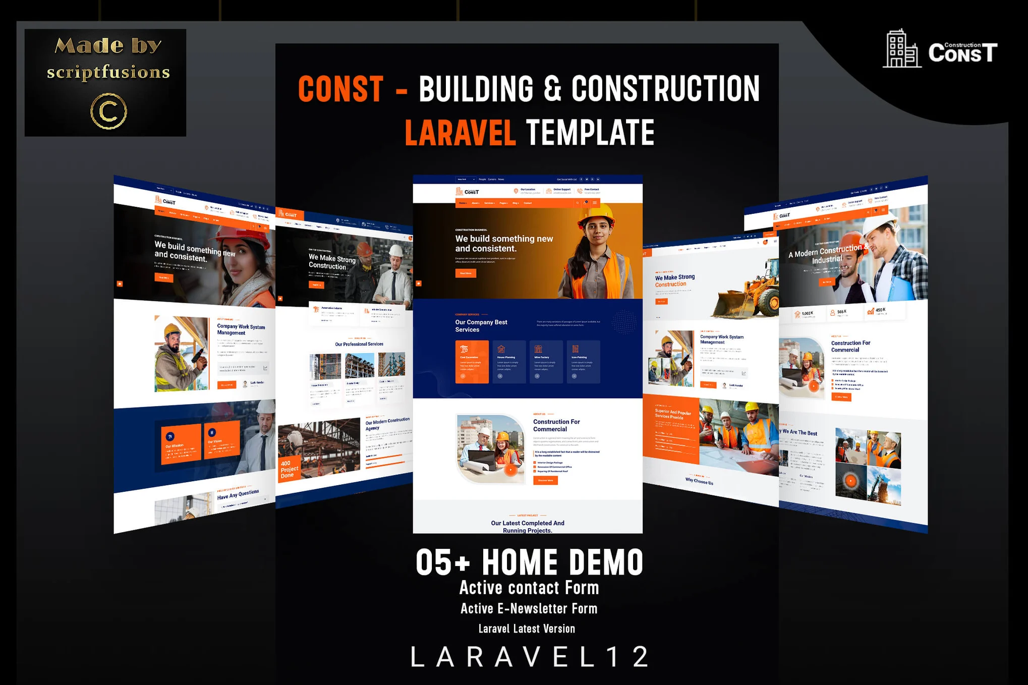 Const – 建筑施工 Laravel 模板