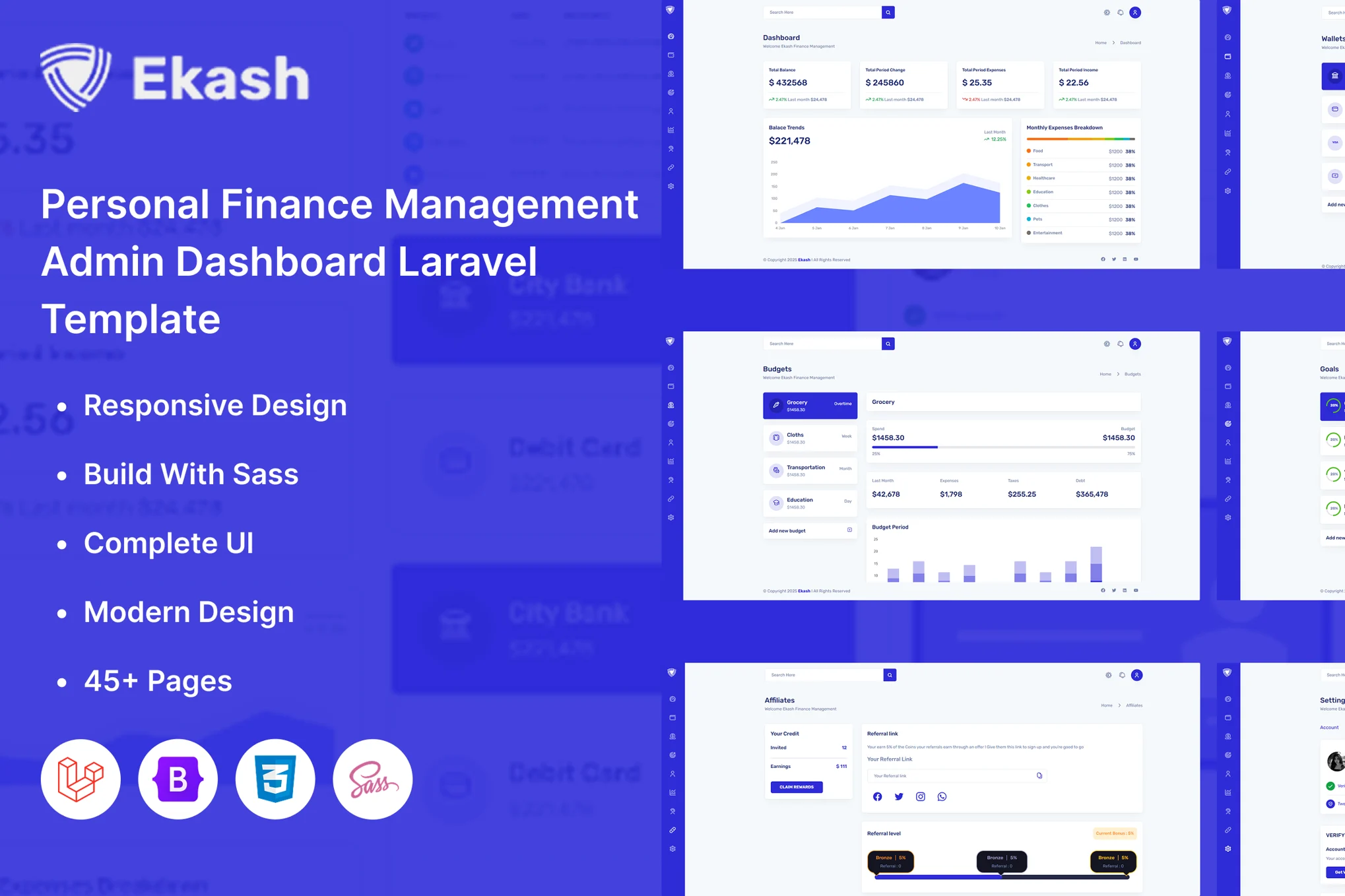 Ekash 智能财务的管理仪表板模板