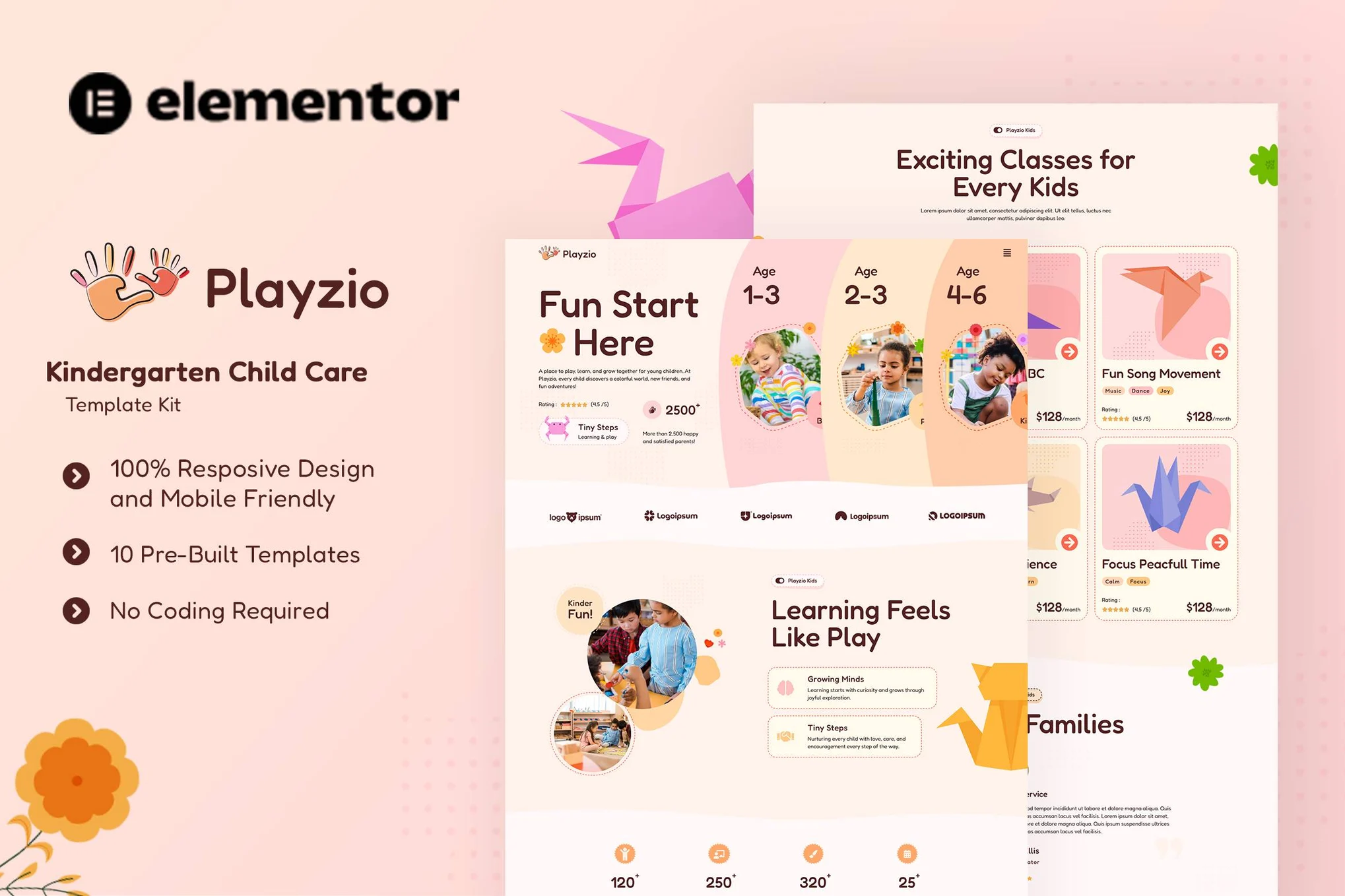 Playzio – 幼儿园儿童保育 Elementor 模板套件