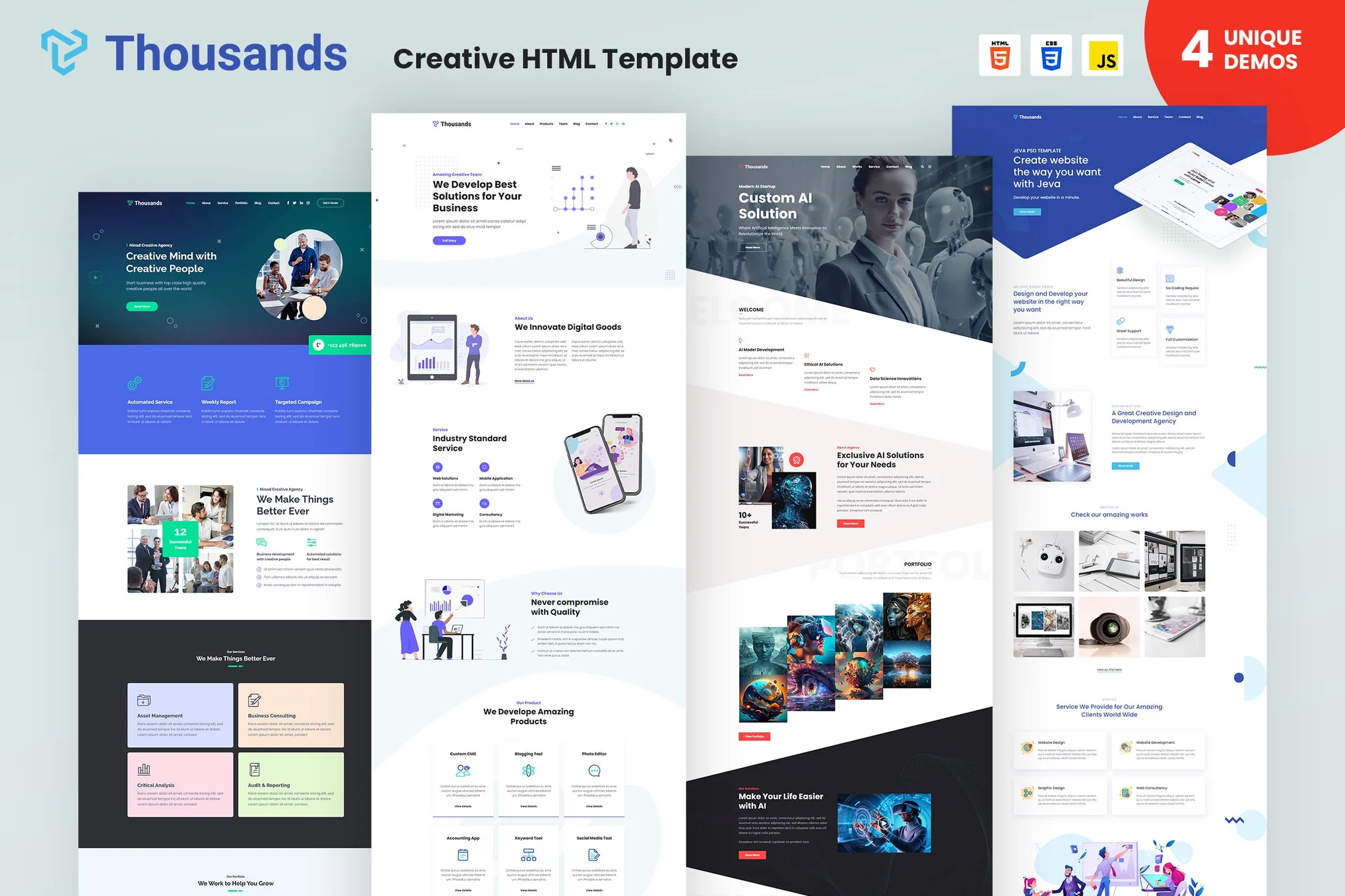 数千个创意 HTML 模板