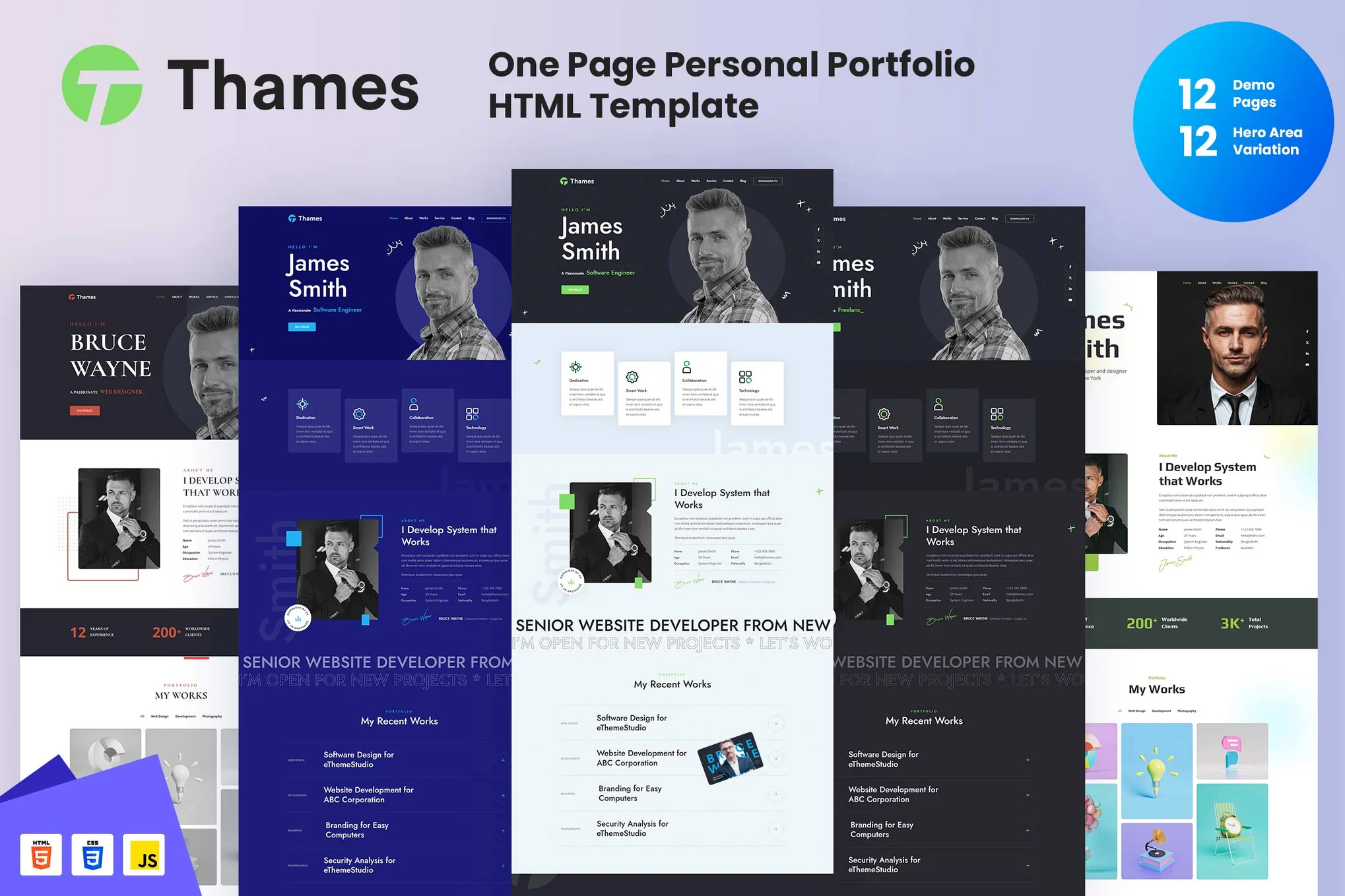 Thames – 单页个人作品集 HTML 模板