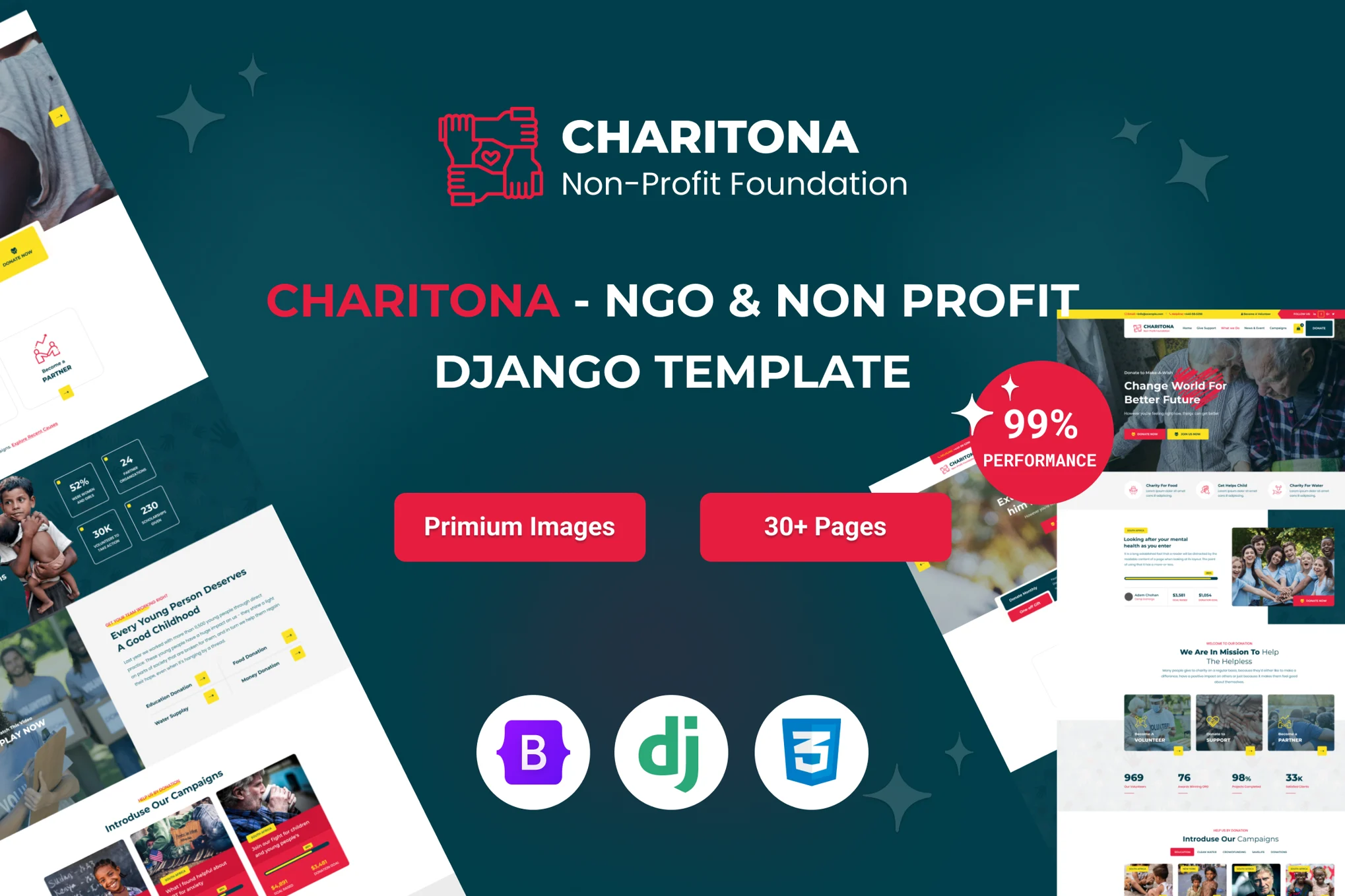Charitona – 慈善和非营利 Django 5 模板
