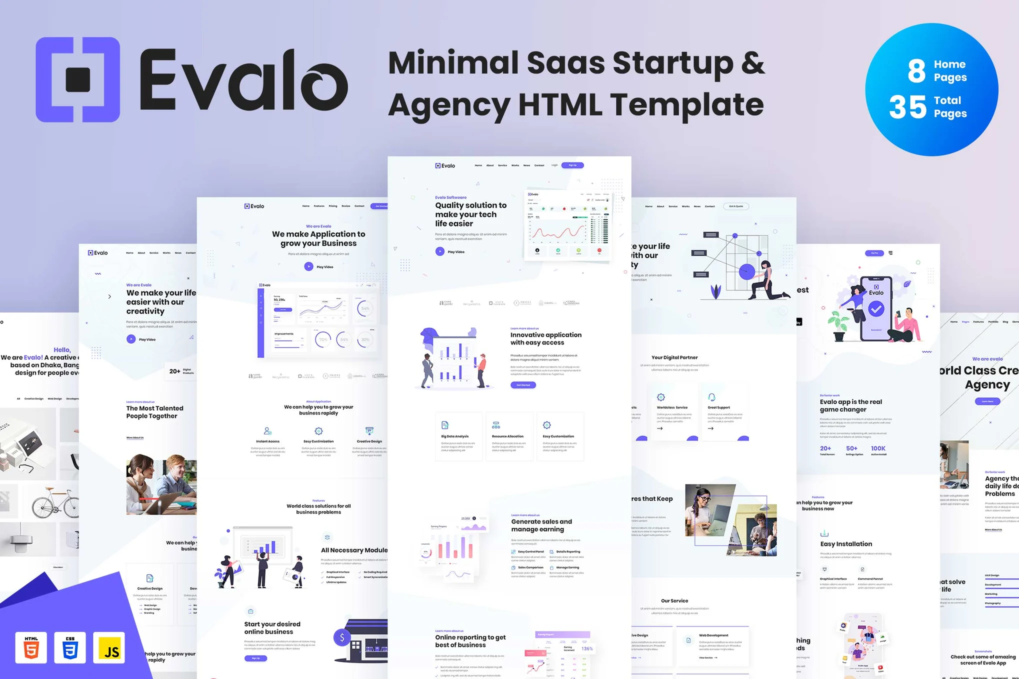 Evalo – 最小 SaaS 初创机构 HTML 模板