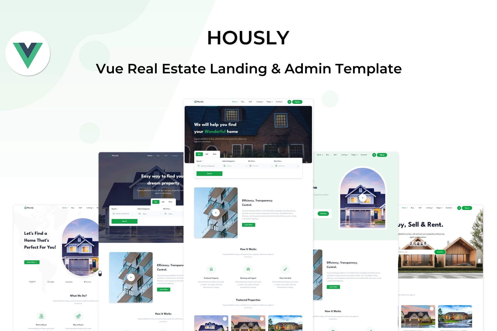 Hously – Vue 房地产登陆和管理模板