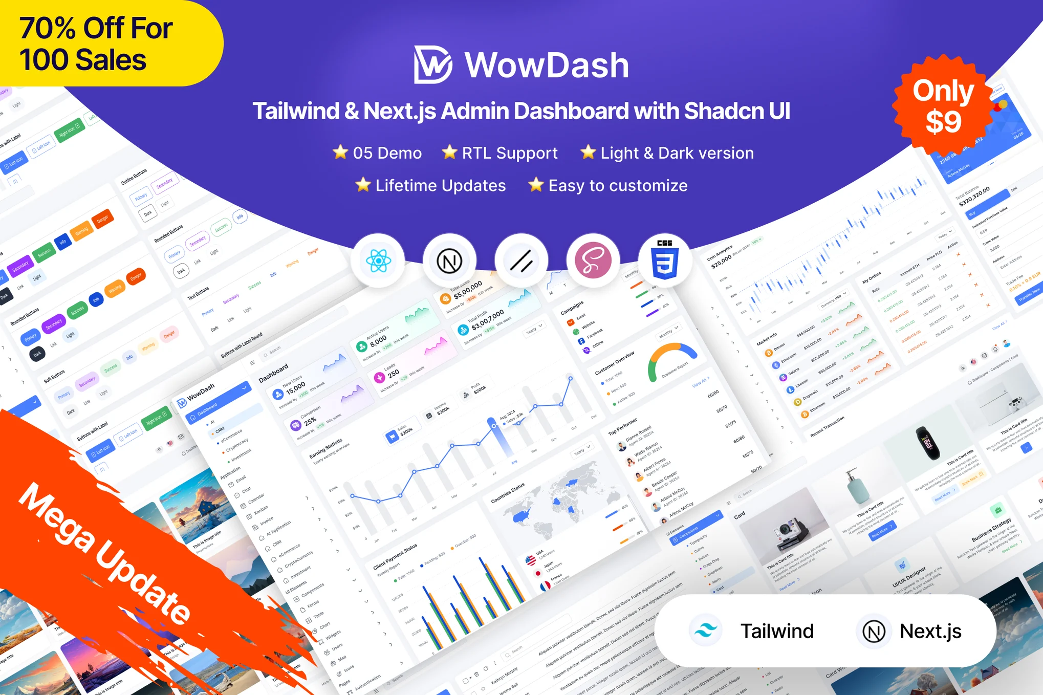 WowDash – Tailwind 和 Nextjs 管理仪表板 shadcn