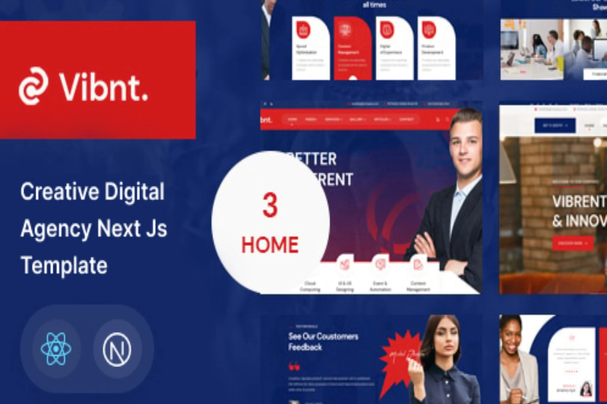 Vibnt – 数字代理 React Next Js 模板