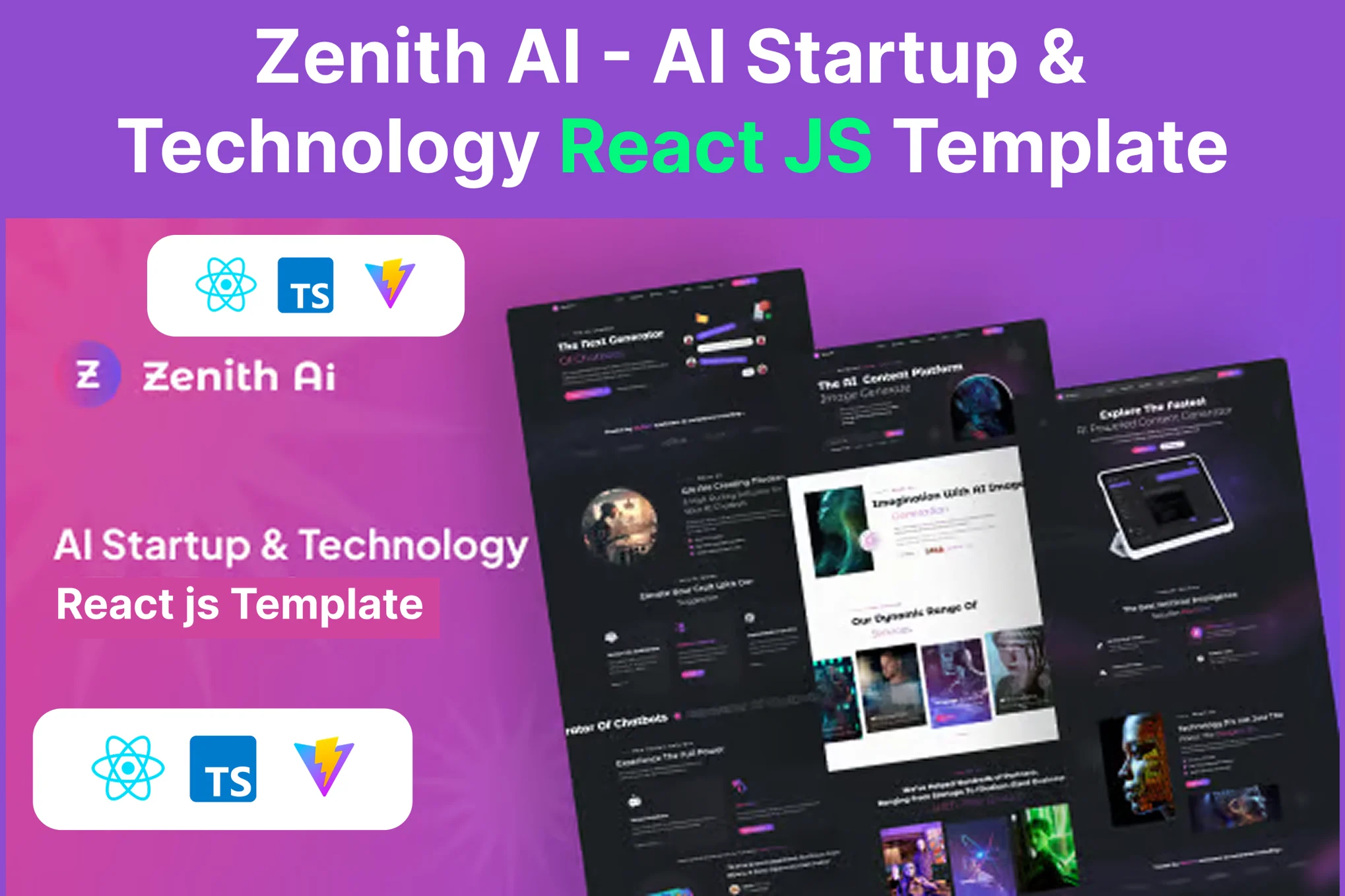 Zenith AI – AI 初创公司和技术 React JS 模板