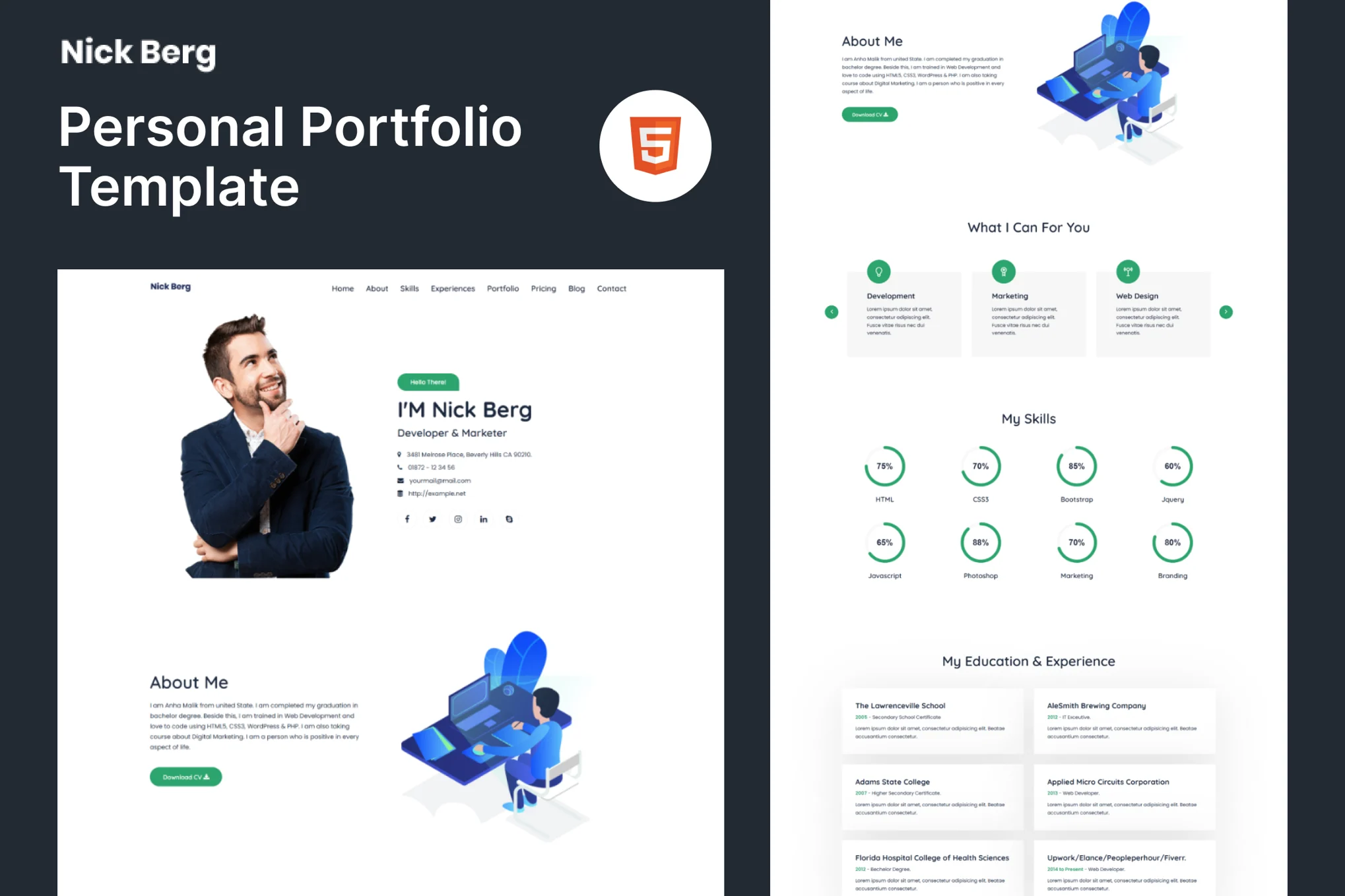 Nick Berg – 响应式作品集 HTML 模板