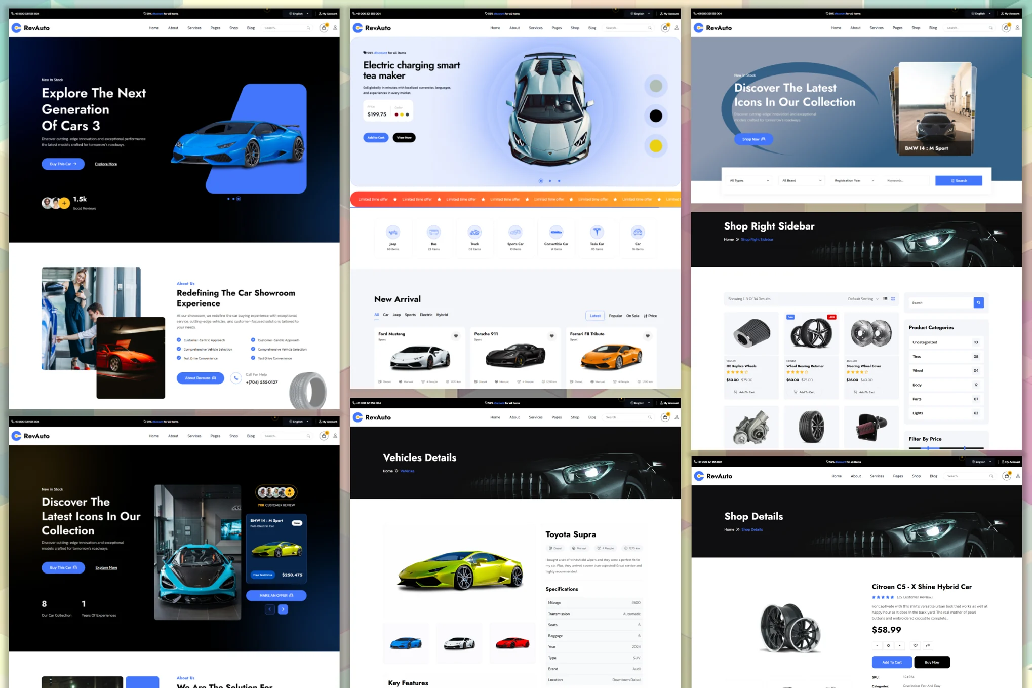 RevAuto – 汽车展示厅及配件 HTML 模板