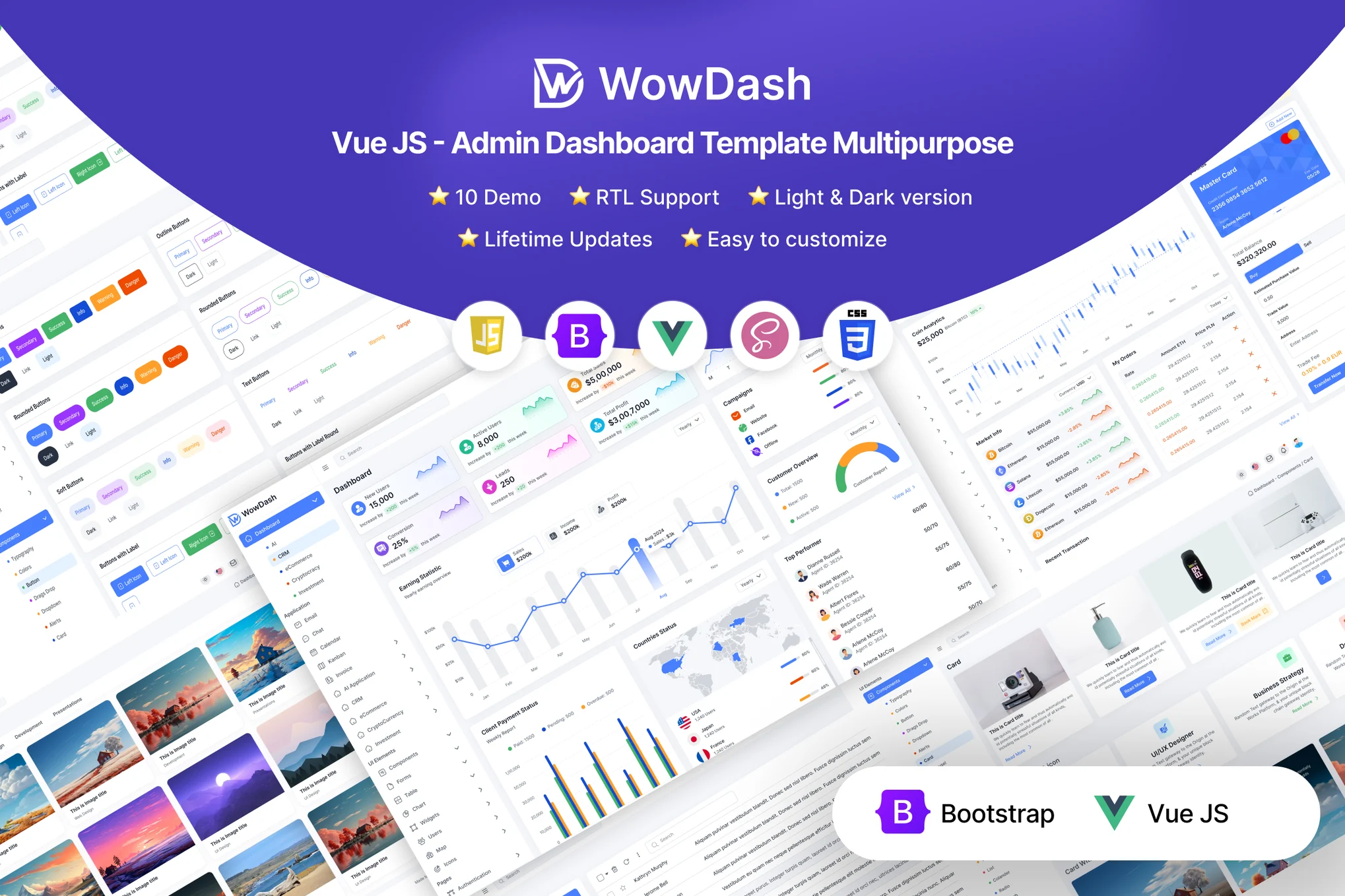 WowDash – Vue JS – 多管理仪表板模板
