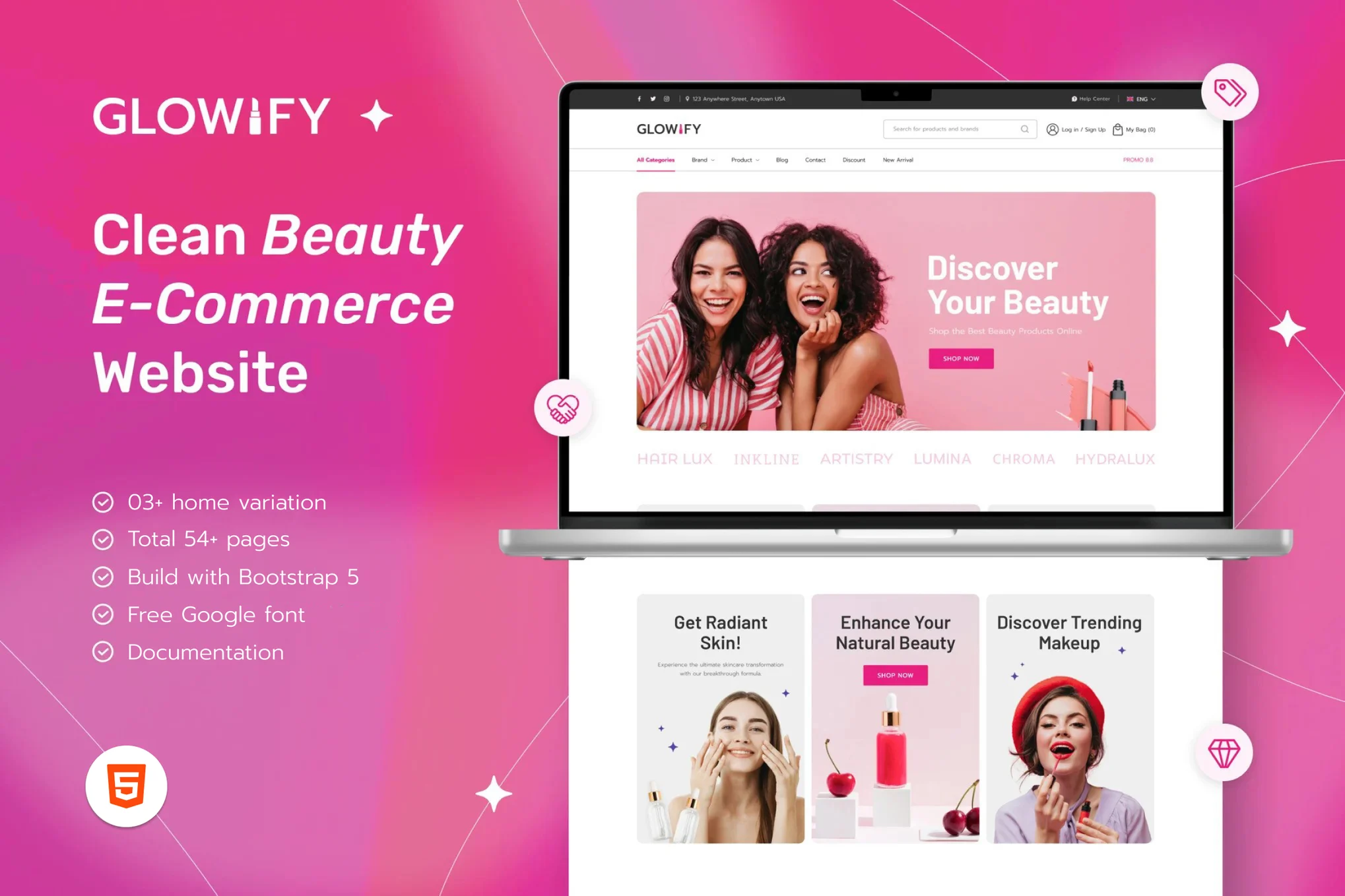 Glowify – 美容产品电子商务模板