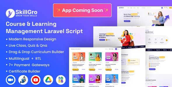 SkillGro LMS v2.6.0 – 课程和学习管理系统 Laravel 脚本
