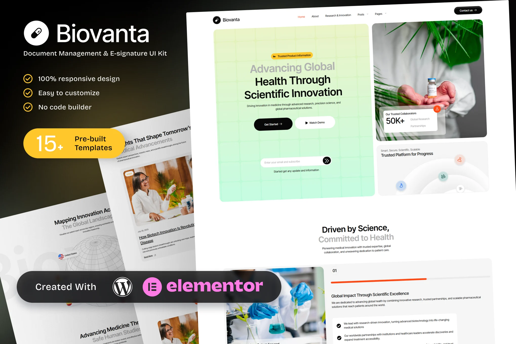 Biovanta – 制药和生物技术行业 Elementor 模板套件