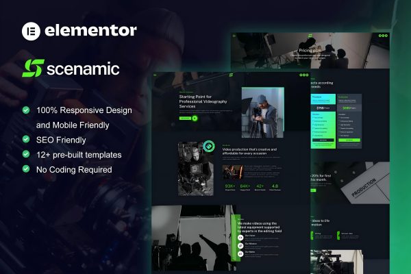Scenamic – 视频制作服务 Elementor 模板套件