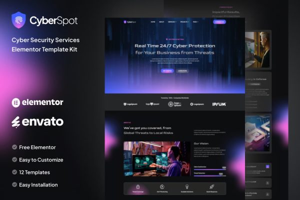 CyberSpot – 网络安全服务 Elementor 模板套件