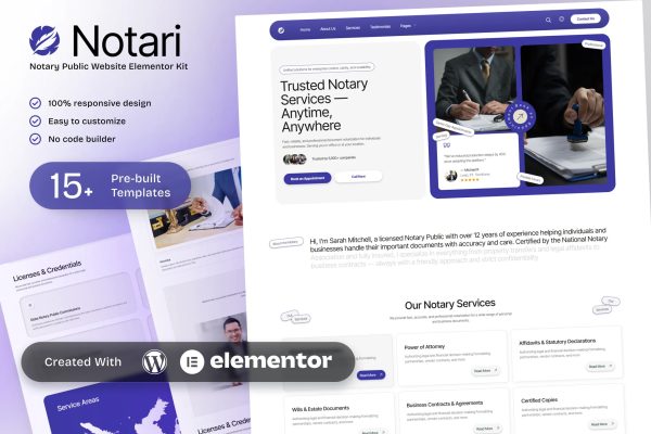 Notario – 公证人 Elementor 模板套件