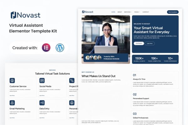 Novast – 虚拟助手 Elementor 模板套件