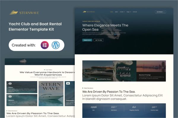 Sternwave – 游艇俱乐部和船舶租赁 Elementor 模板套件