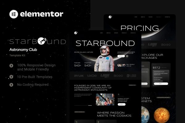 Starbound – 天文学俱乐部 Elementor 模板套件