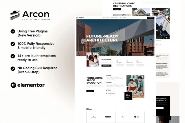 Arcon – 建筑和室内 Elementor 模板套件