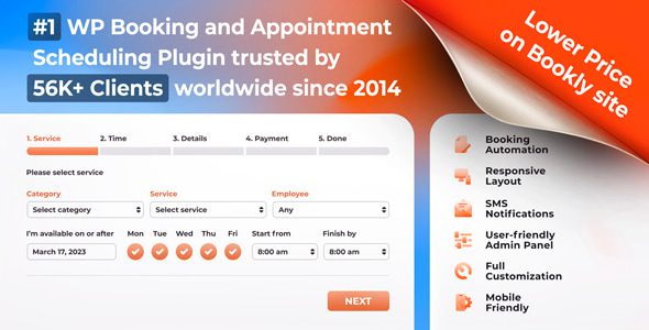 Bookly Pro 10.3 – Appointment Booking and Scheduling Software System