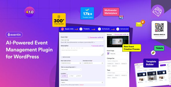 Eventin Pro 4.1.16 – 活动管理、活动日历和预订插件 – AI 支持