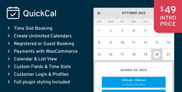 QuickCal 1.0.22 – WordPress 预约日历