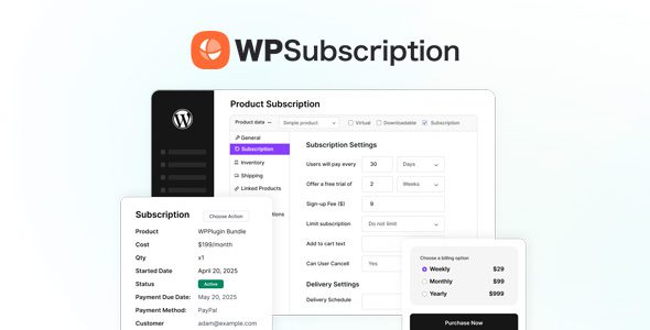 WPSubscription Pro 2.0.0 – WooCommerce 订阅管理插件